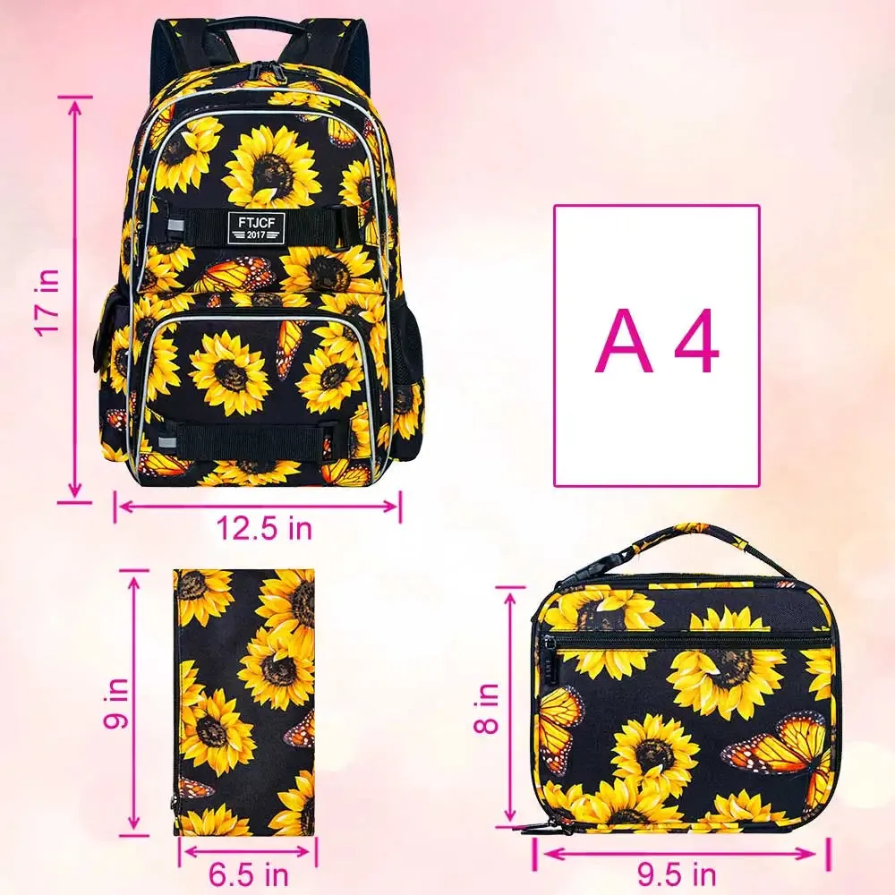 17 Inch Laptop Backpack With Lunch Bag Set For Girls