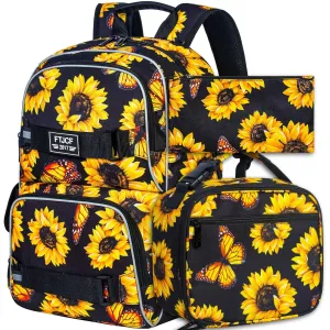 17 Inch Laptop Backpack With Lunch Bag Set For Girls