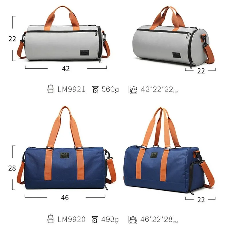 Blue Waterproof Gym Bag with Wet / Dry Separation
