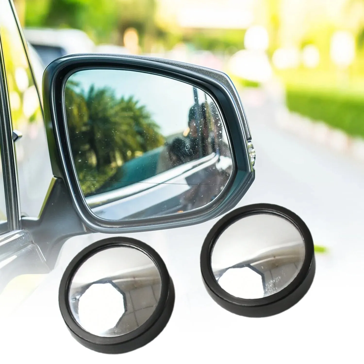 Car Blind Spot Side Mirror Round HD Glass Blindspot Mirror Convex Rear View Mirror,Car Mirror Accessories Suitable to All Cars, Frameless Design (2 Pcs Set)