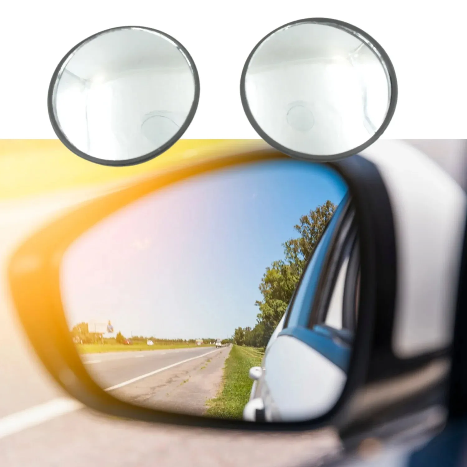 Car Blind Spot Side Mirror Round HD Glass Blindspot Mirror Convex Rear View Mirror,Car Mirror Accessories Suitable to All Cars, Frameless Design (2 Pcs Set)