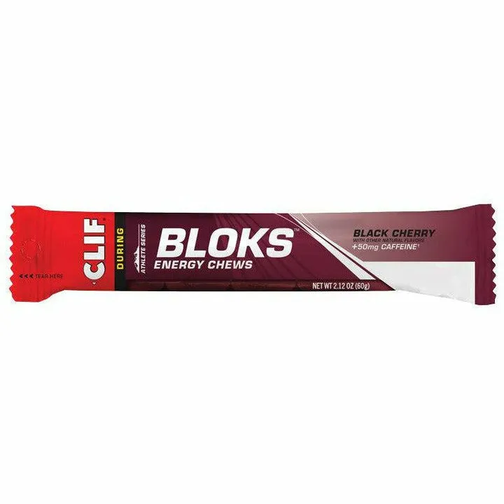 Clif Energy Chews Shot Bloks Black Cherry   50mg Caffiene 60g