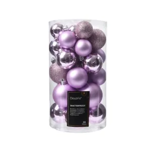 Decoris Pack of 30 6cm Lilac Breeze Mix Shatterproof Baubles