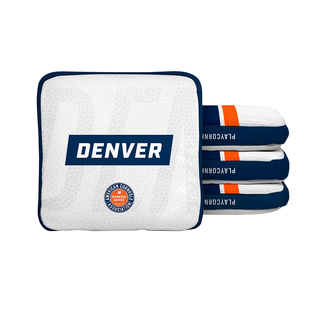 Denver Football Gameday Stripes Synergy Edge Cornhole Bags