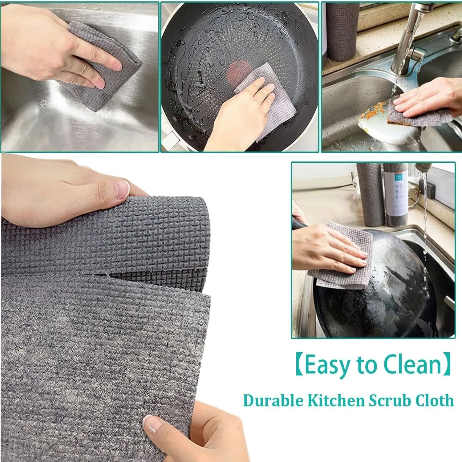 Durable Kitchen Scrub Cloth, Microfiber Cleaning Cloth Roll, Kitchen Wear-Resistant Cloth 2022cm, Multipurpose Cleaning Cloths for Kitchen (1pc)