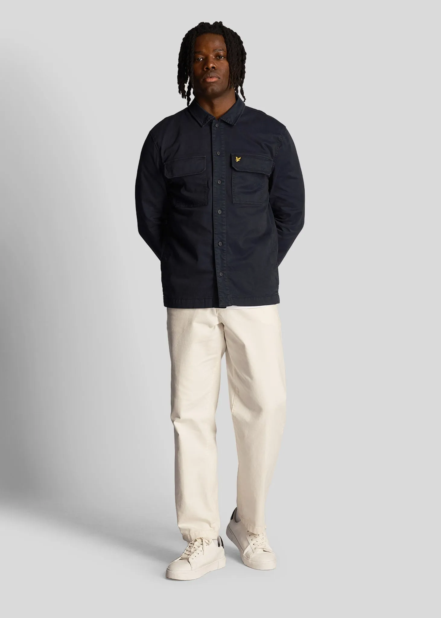 Garment dyed overshirt - dark navy