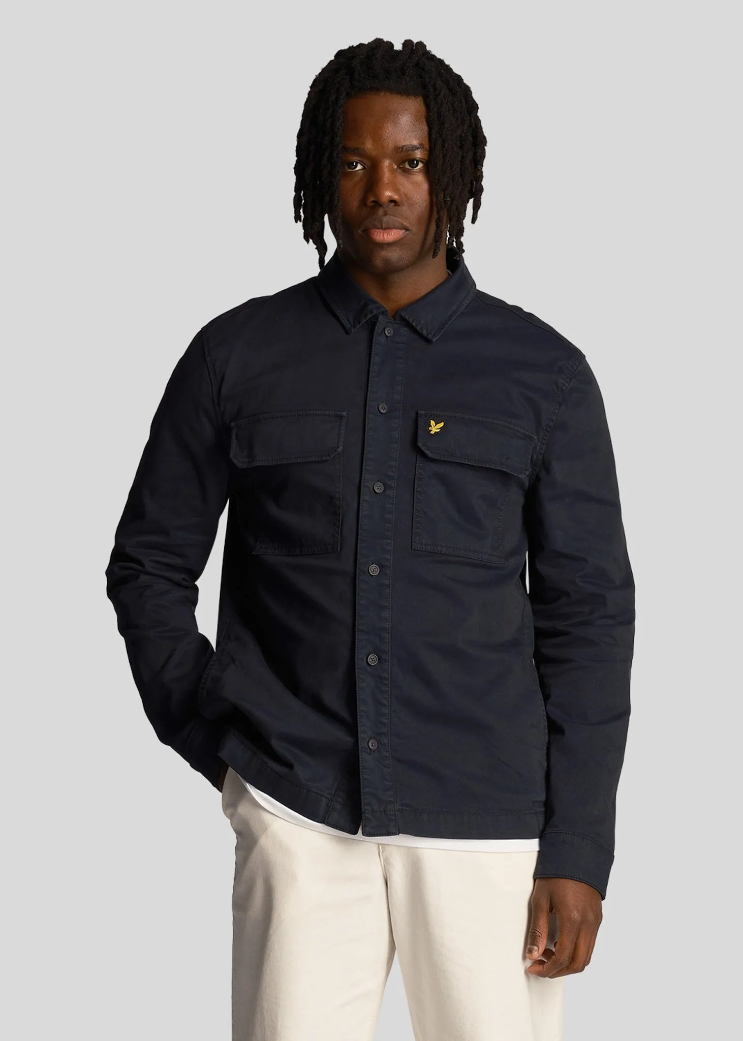Garment dyed overshirt - dark navy