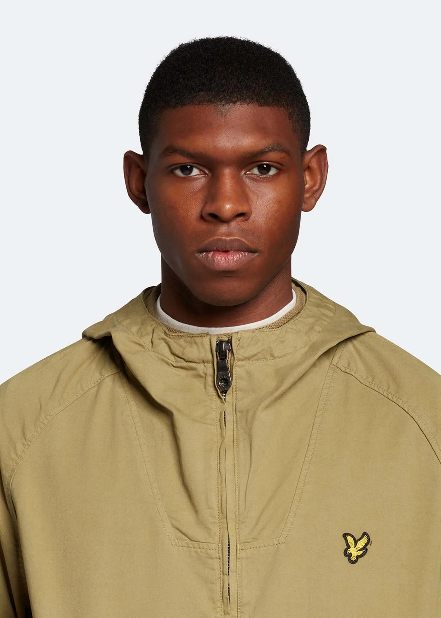 Garment dyed zip through jacket - seaweed