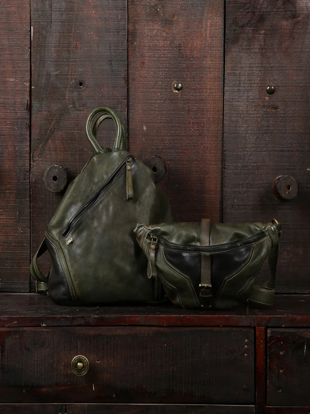 Green Thunder: Biker Waist Belt Pouch In Dual Color