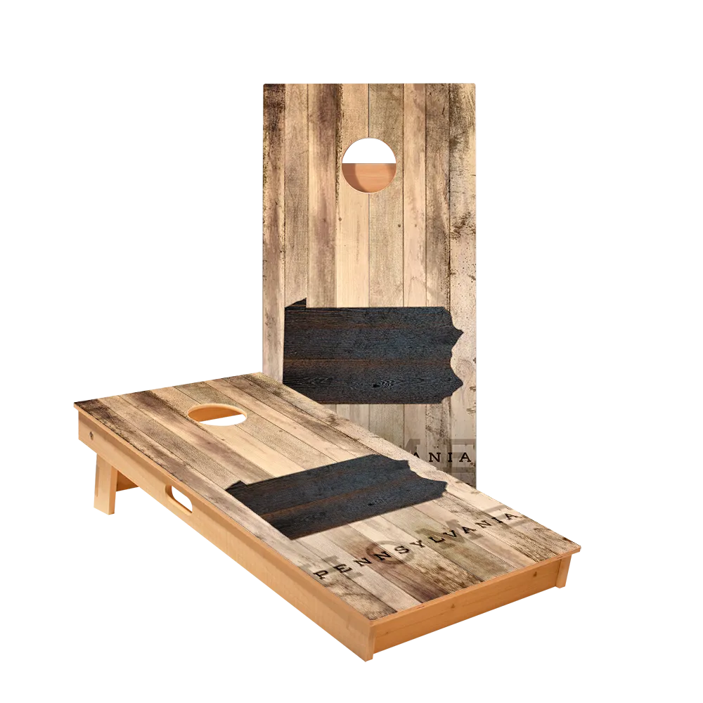 Home State Rustic Wood Pennsylvania Star Cornhole Boards