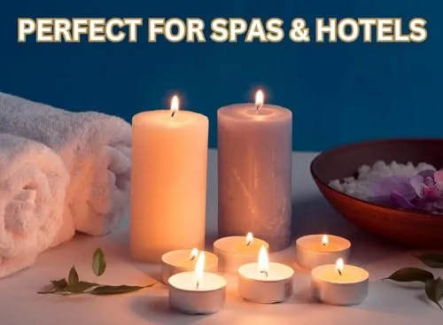 Itisha Treendzs 8-9 Hour Burn Time, Long Burning Tealights, Tea Lights Candles Long Burning - 9 Hour Tealights Unscented White Candles (Set of 75)