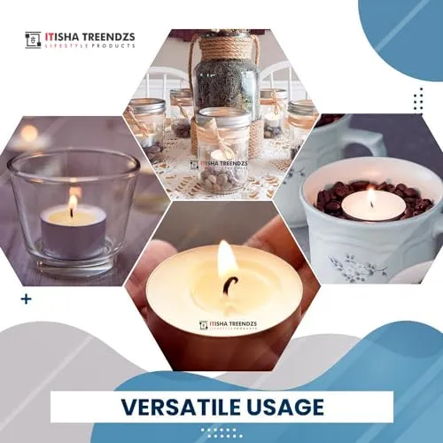 Itisha Treendzs 8-9 Hour Burn Time, Long Burning Tealights, Tea Lights Candles Long Burning - 9 Hour Tealights Unscented White Candles (Set of 75)