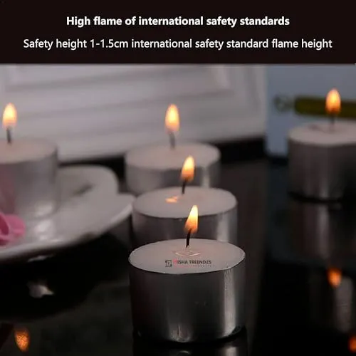 Itisha Treendzs 8-9 Hour Burn Time, Long Burning Tealights, Tea Lights Candles Long Burning - 9 Hour Tealights Unscented White Candles (Set of 75)