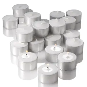Itisha Treendzs 8-9 Hour Burn Time, Long Burning Tealights, Tea Lights Candles Long Burning - 9 Hour Tealights Unscented White Candles (Set of 75)