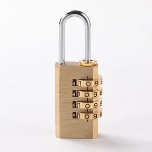 Kuber Industries 4 Digit Combination Padlock|Keyless Luggage Lock-Pack of 2 (Brass)