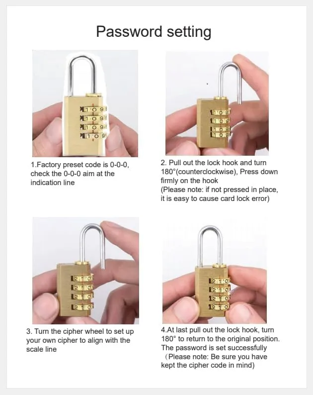 Kuber Industries 4 Digit Combination Padlock|Keyless Luggage Lock-Pack of 2 (Brass)