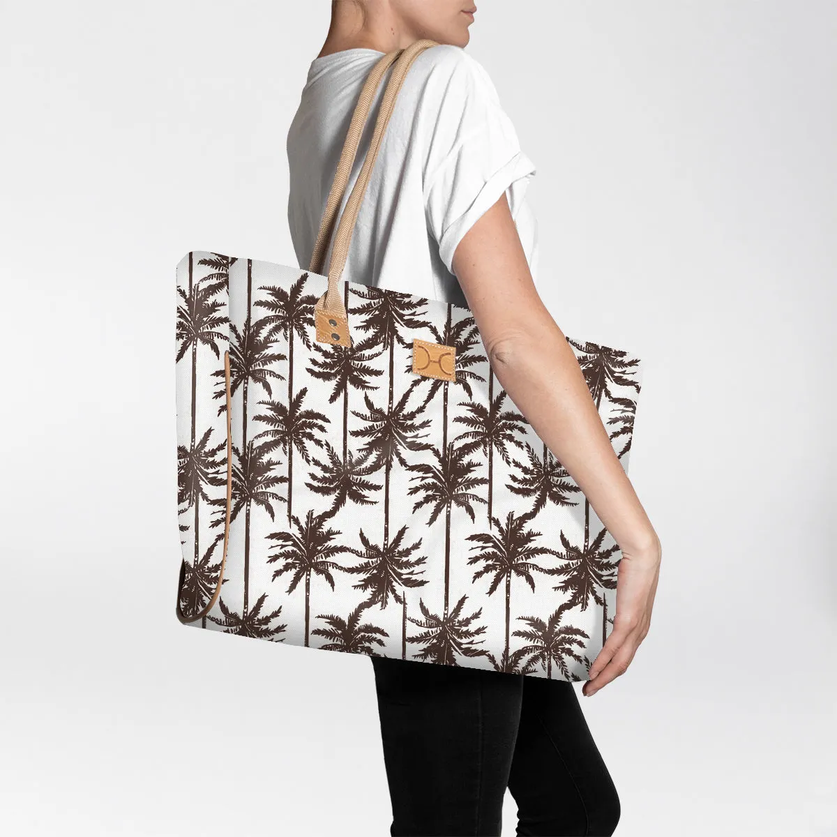 Large Beach Bag Palm Neutral