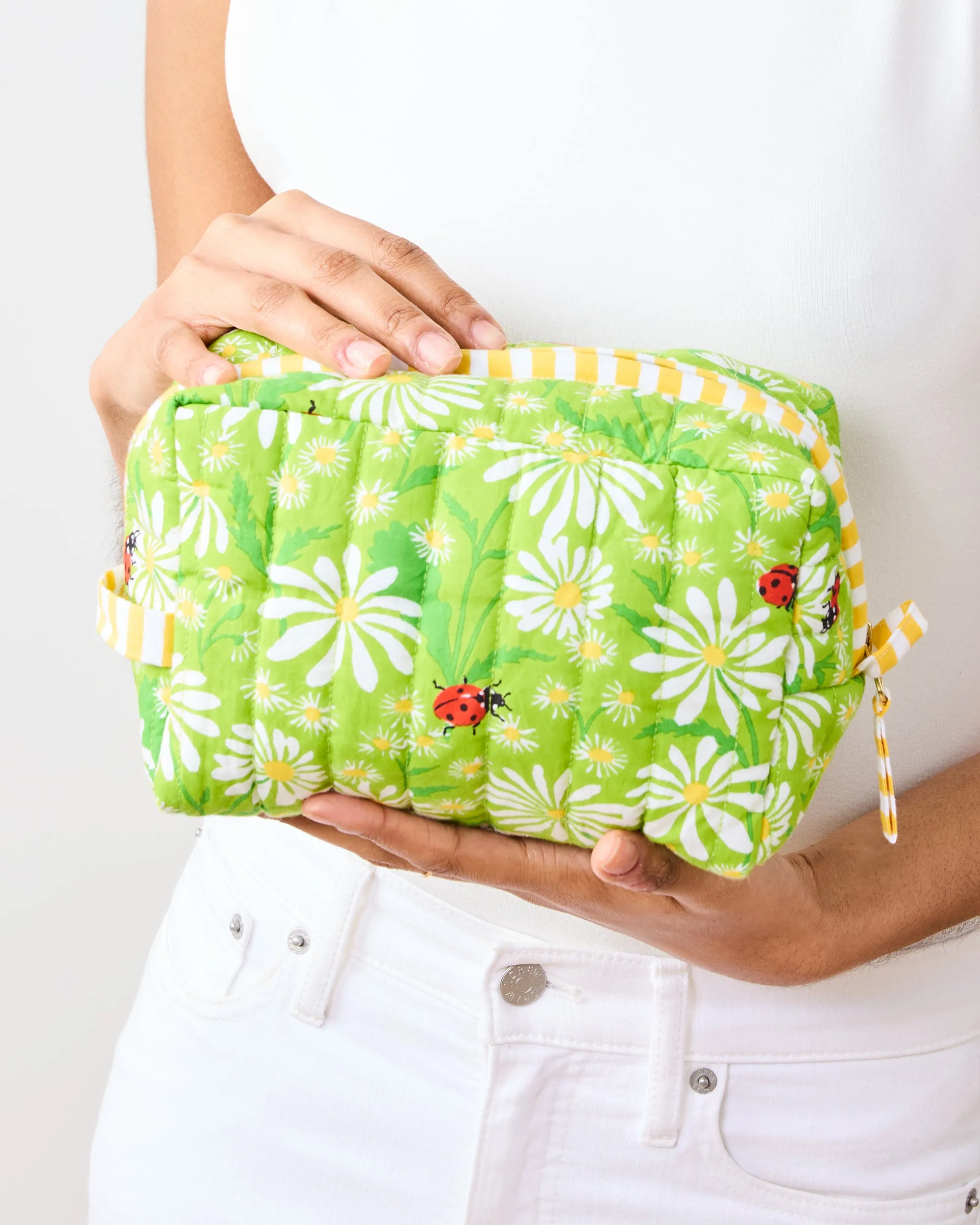 Lucky Daisy - Quilted Pouch - Lime Twist