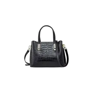 Luxury CrocGrain Zipper Shoulder Bag