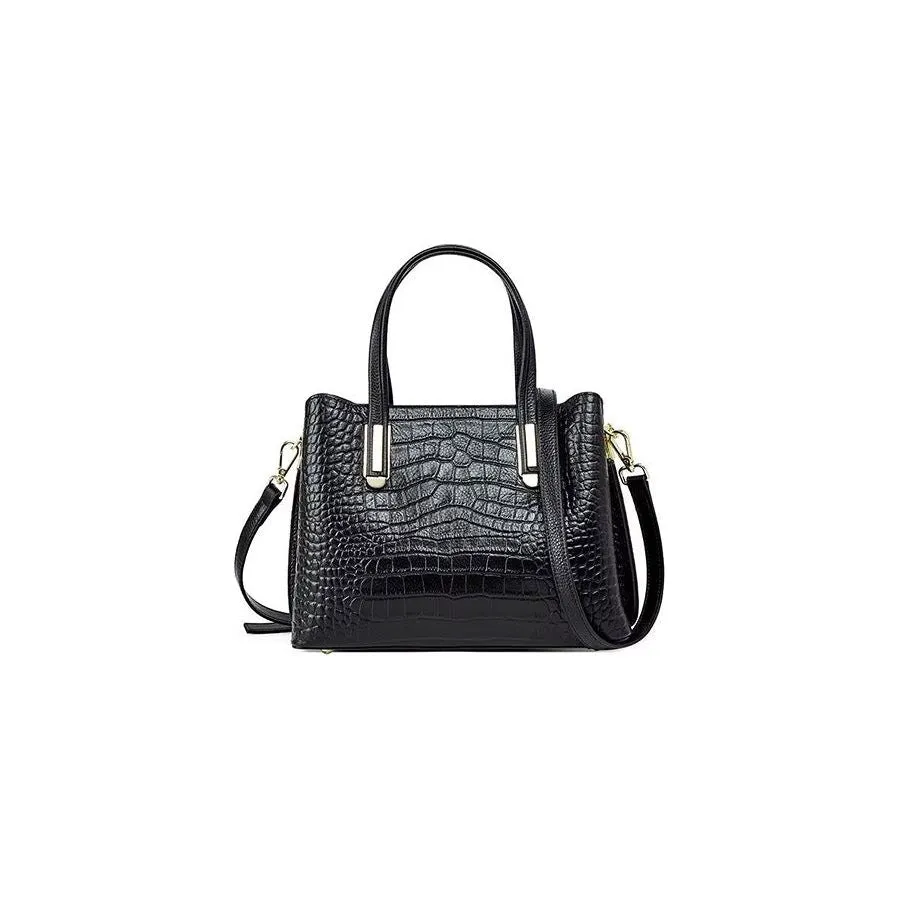 Luxury CrocGrain Zipper Shoulder Bag