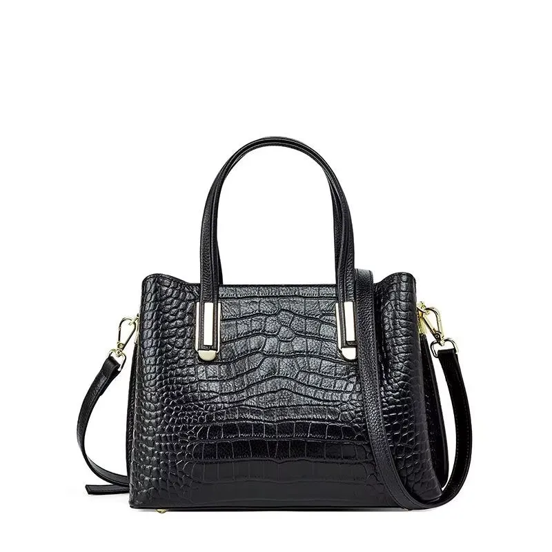 Luxury CrocGrain Zipper Shoulder Bag