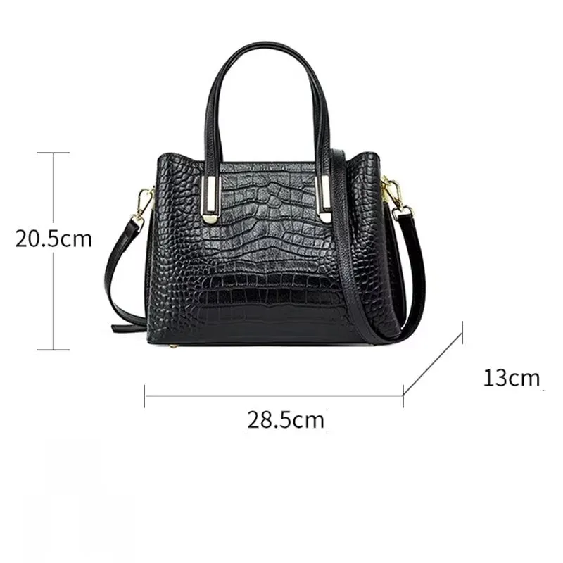 Luxury CrocGrain Zipper Shoulder Bag