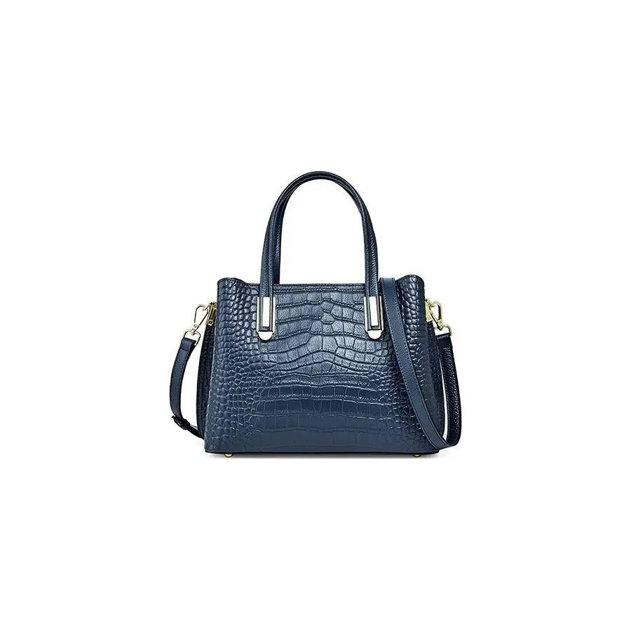 Luxury CrocGrain Zipper Shoulder Bag