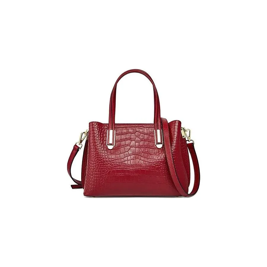 Luxury CrocGrain Zipper Shoulder Bag
