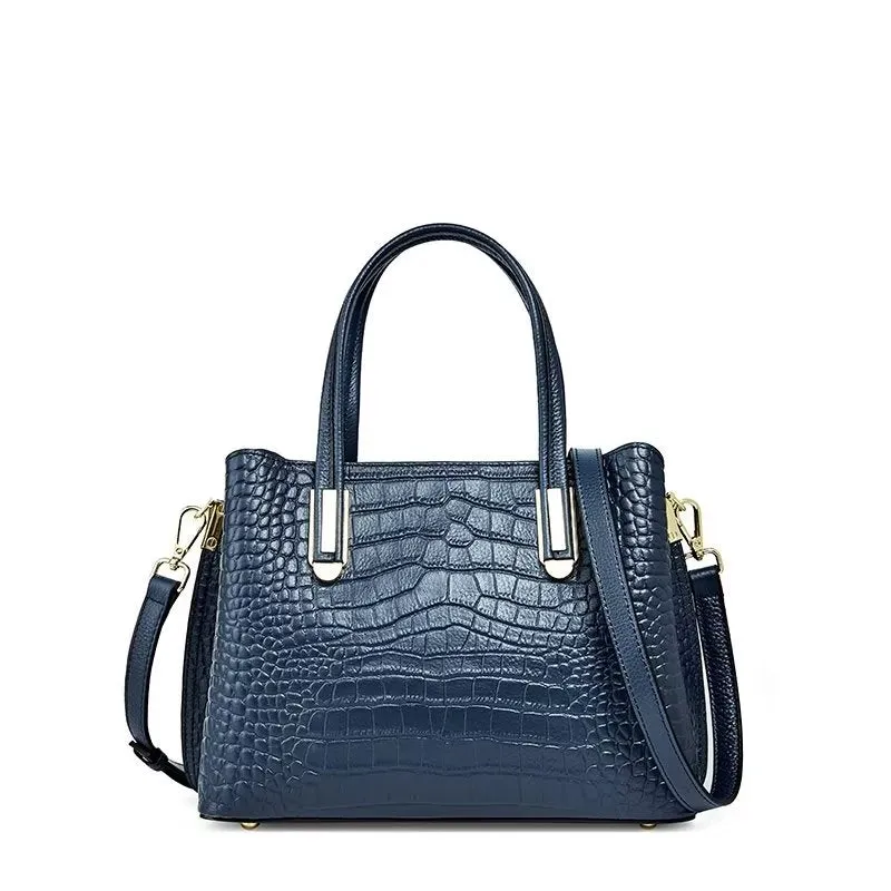 Luxury CrocGrain Zipper Shoulder Bag