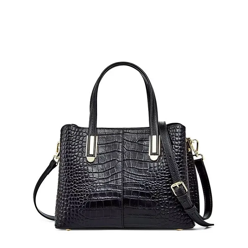 Luxury CrocGrain Zipper Shoulder Bag