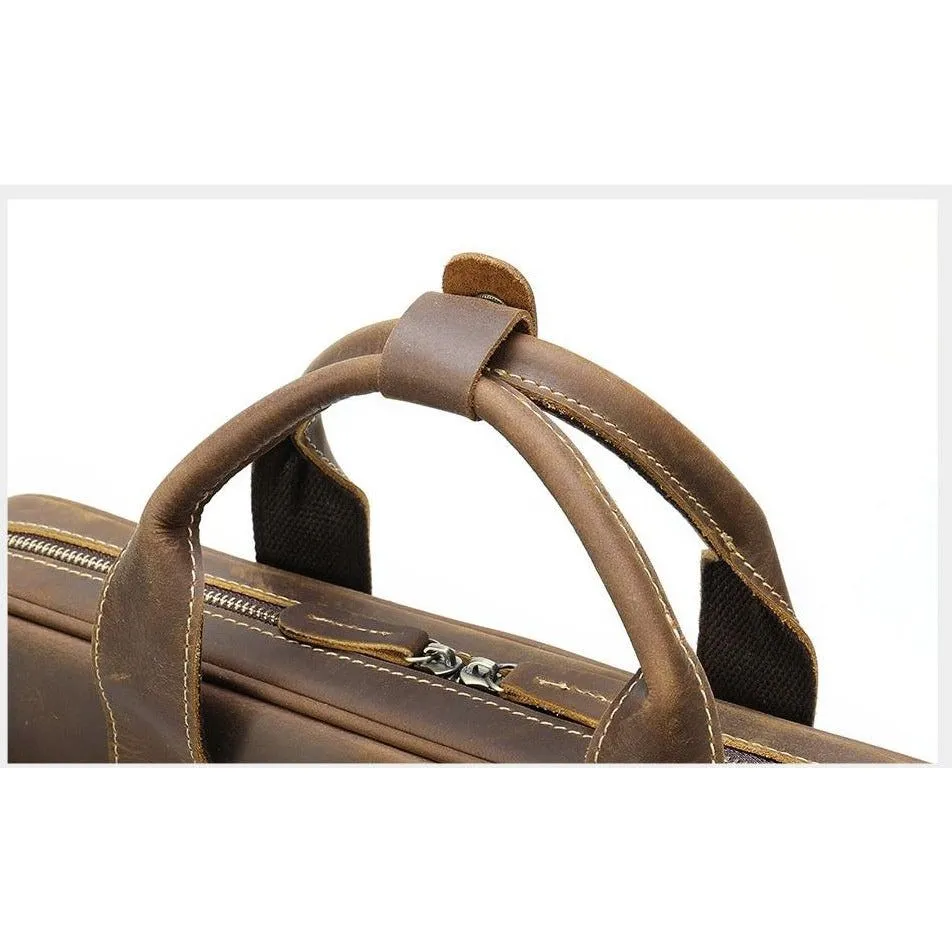Luxury Zipper Leather Laptop Shoulder Briefcase
