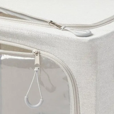 Medium Set of 2 Zipper Fabric Storage Cubes Gray - Brightroom