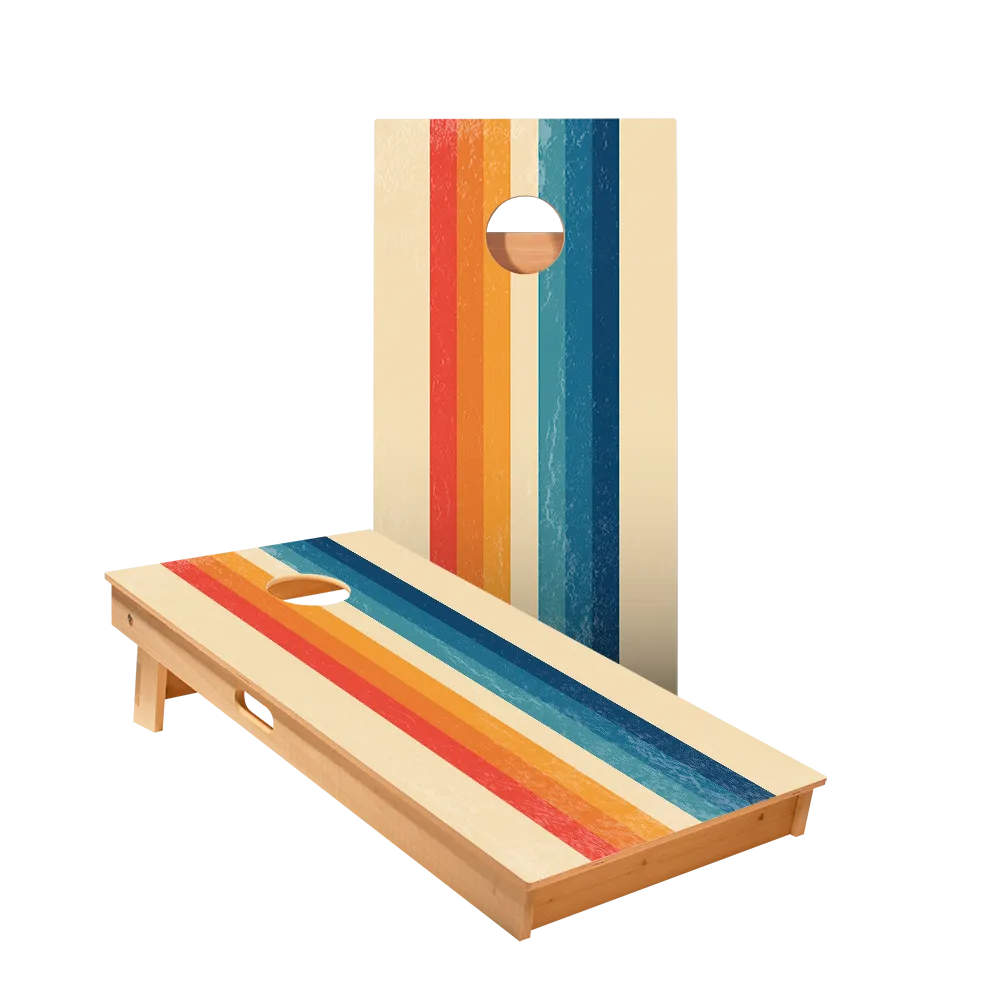 Ombre Multi-Stripe Star Cornhole Boards