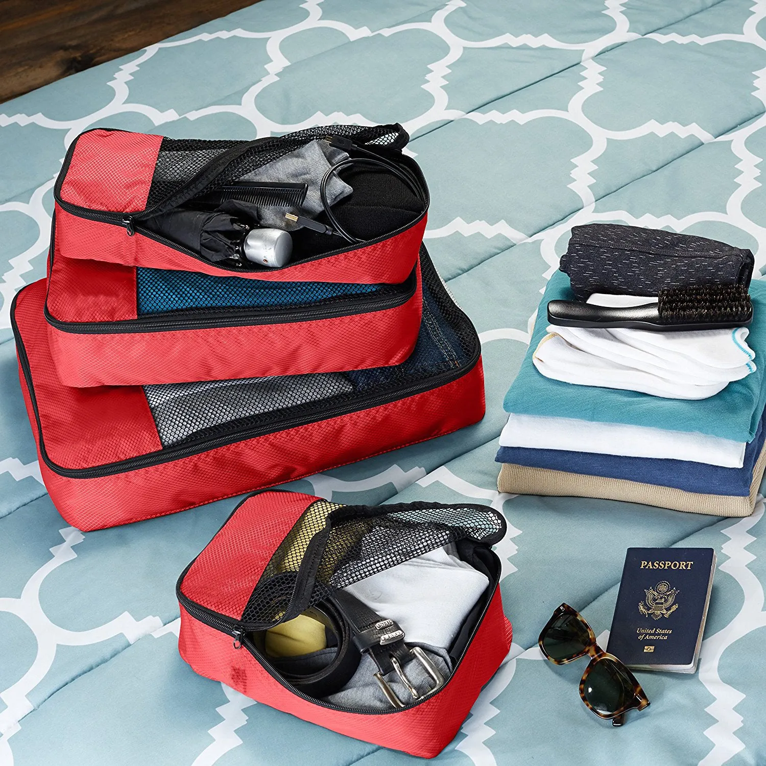 RL Packing cubes organizer for travel//wardrobe storage//cover bag//pouch small medium large set of 4