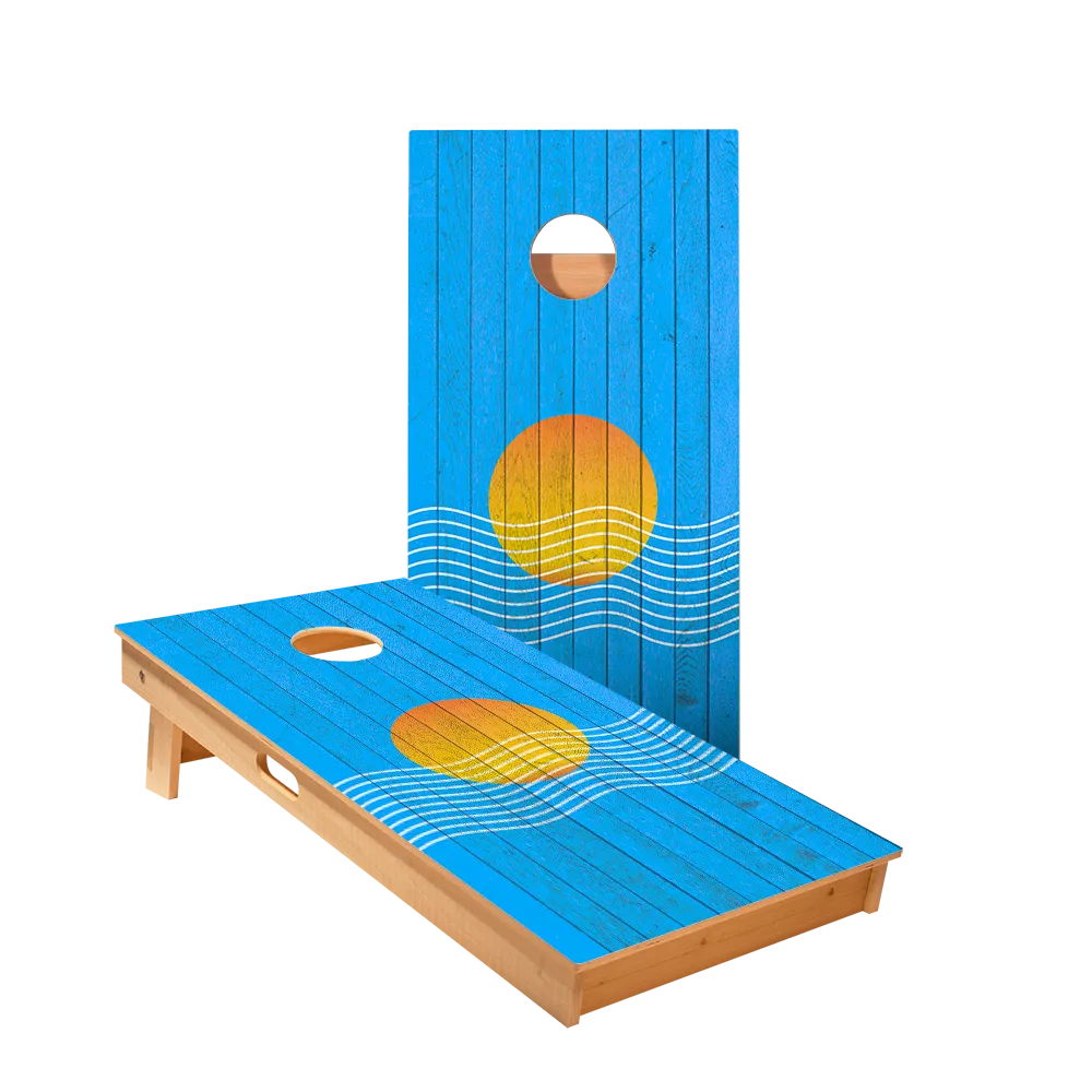 Sunset Waves Star Cornhole Boards
