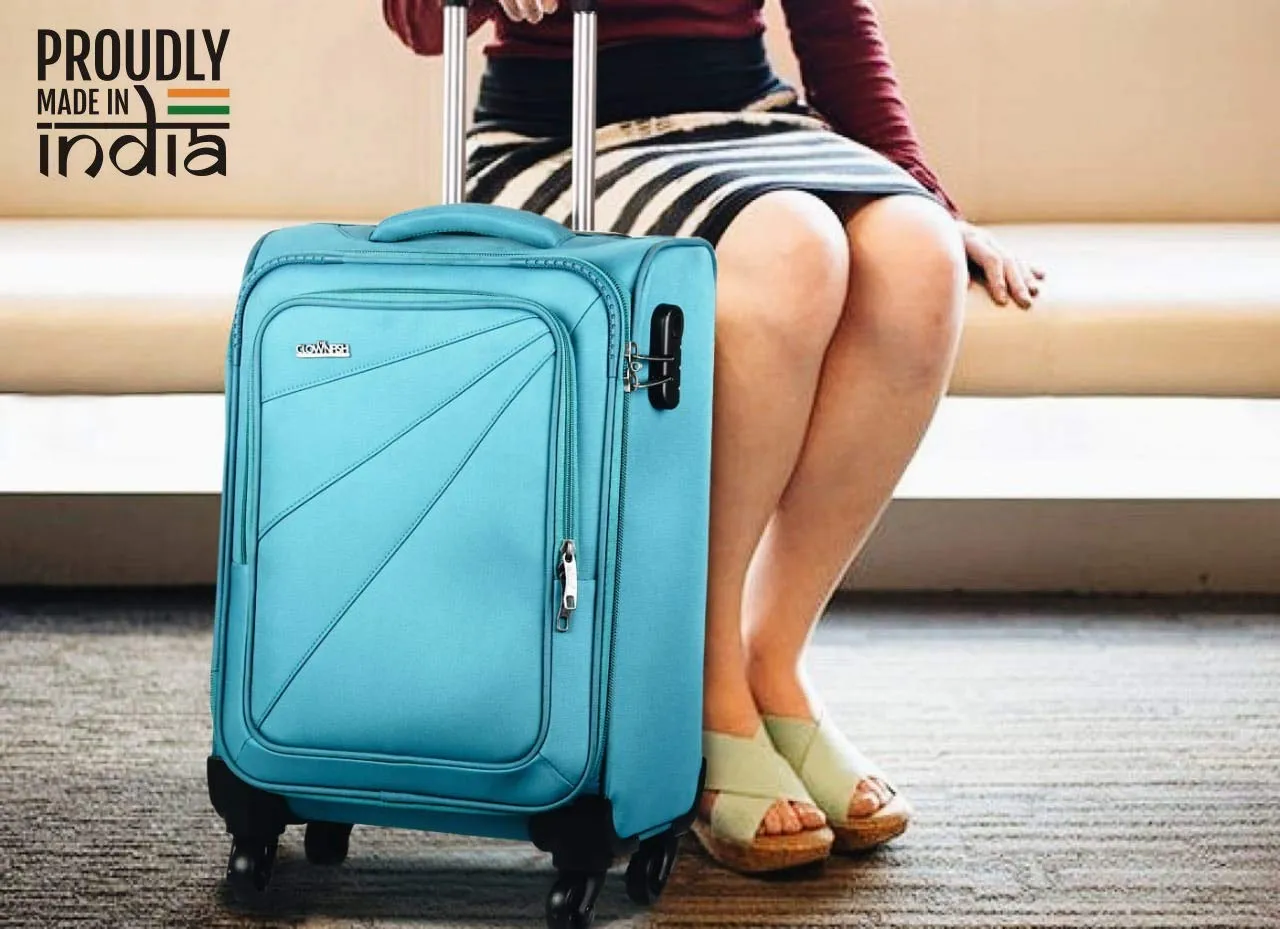 The Clownfish Globetrotter Series Luggage Polyester Softsided Suitcase 4 Wheel Trolley Bag (61 cm, Crimson Red)