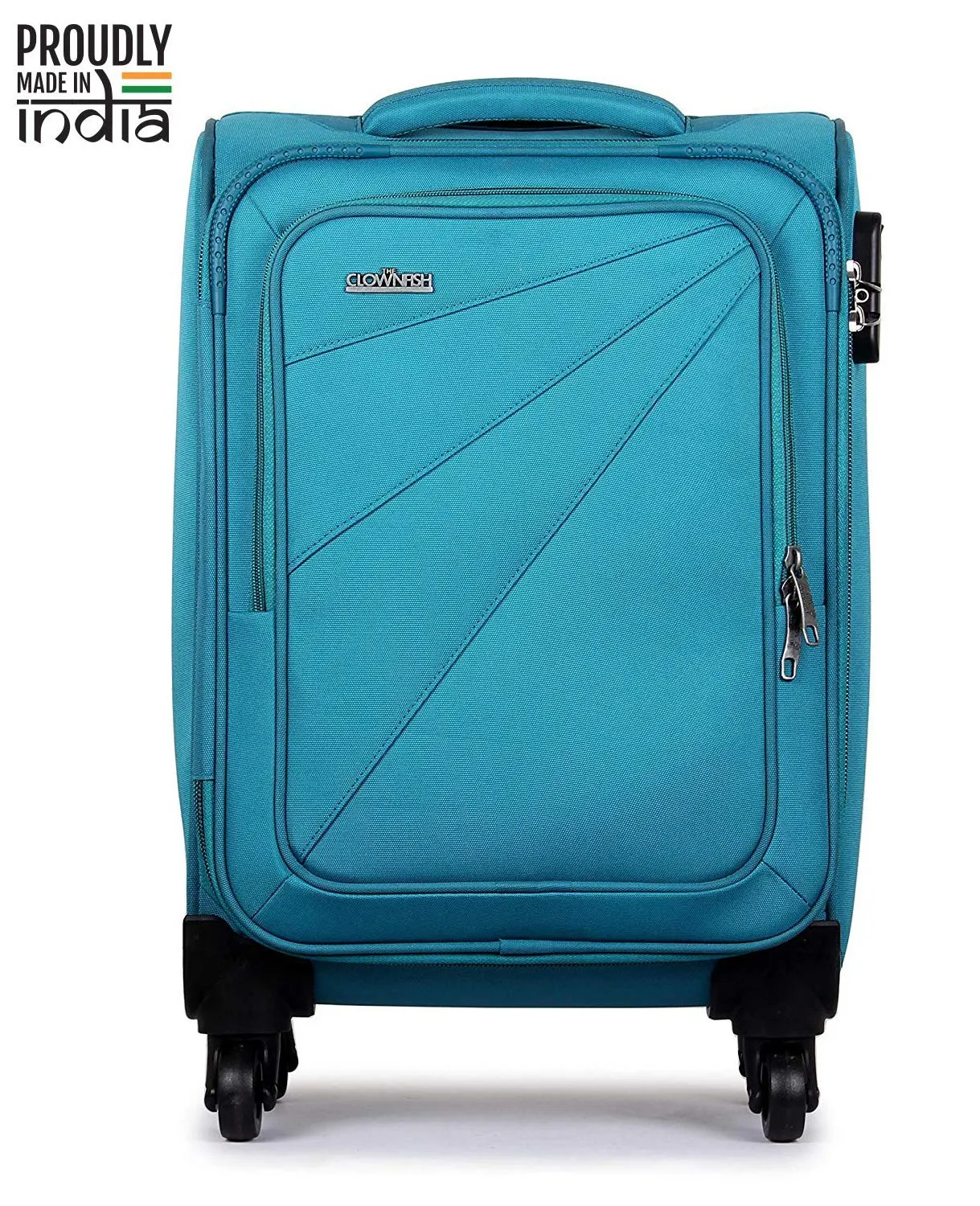 The Clownfish Globetrotter Series Luggage Polyester Softsided Suitcase 4 Wheel Trolley Bag (61 cm, Crimson Red)