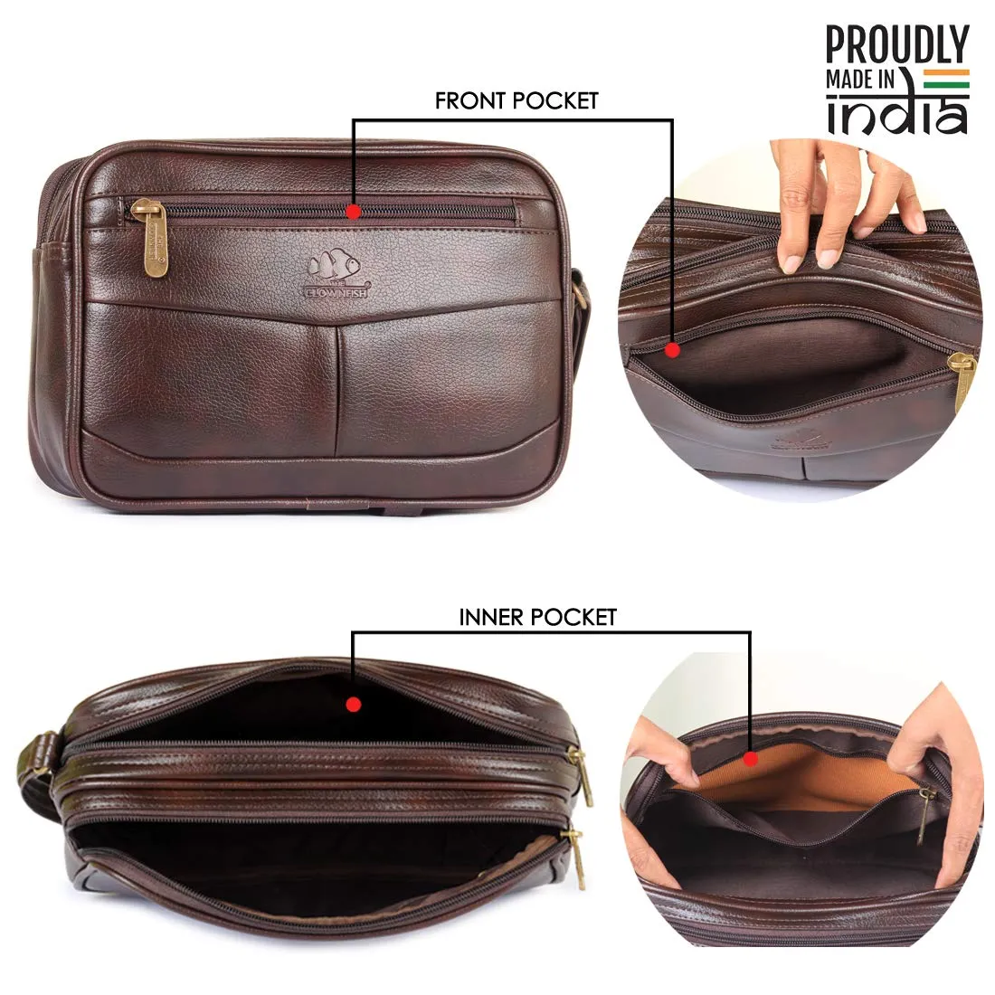 The Clownfish Multipurpose Travel Pouch Money Cash Pouch Wrist Handbag Clutch (Dark Brown)