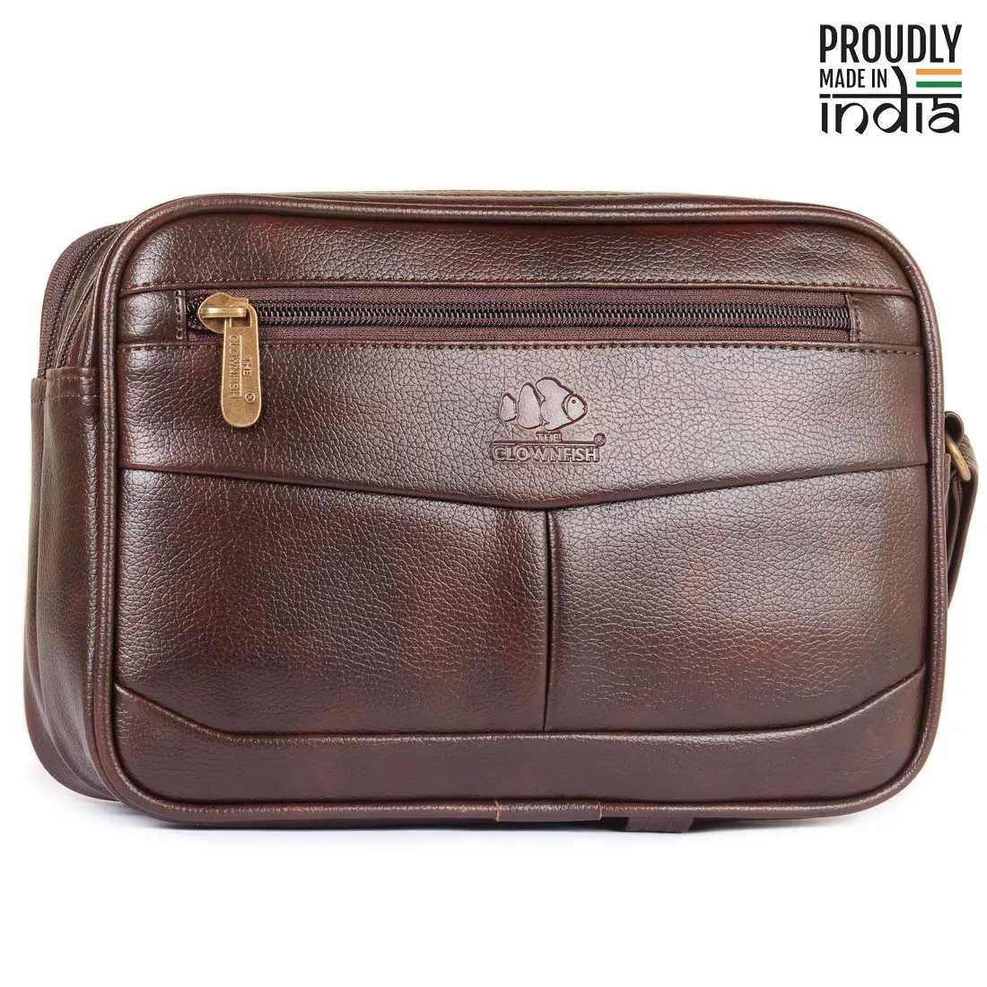 The Clownfish Multipurpose Travel Pouch Money Cash Pouch Wrist Handbag Clutch (Dark Brown)