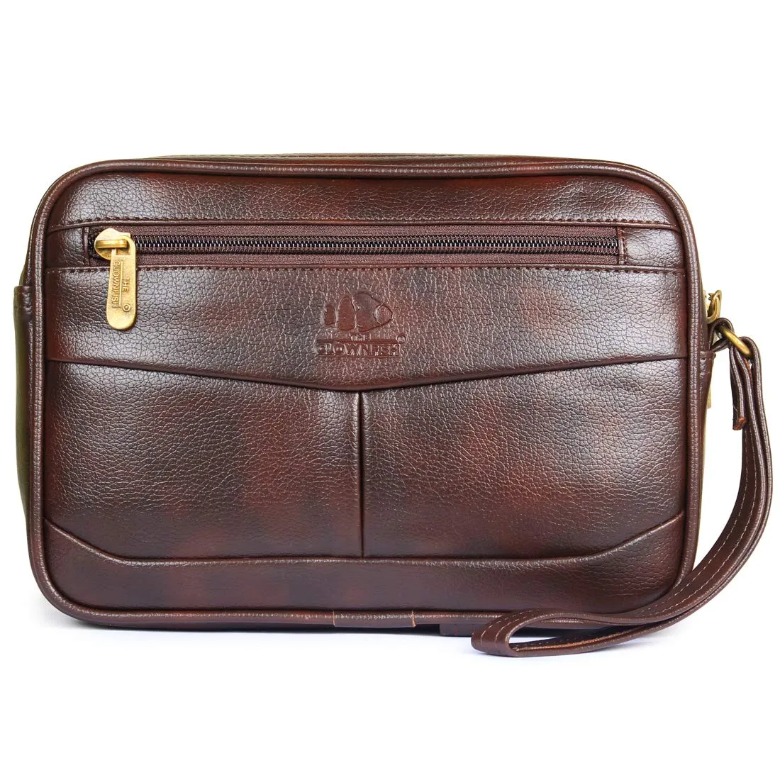 The Clownfish Multipurpose Travel Pouch Money Cash Pouch Wrist Handbag Clutch (Dark Brown)