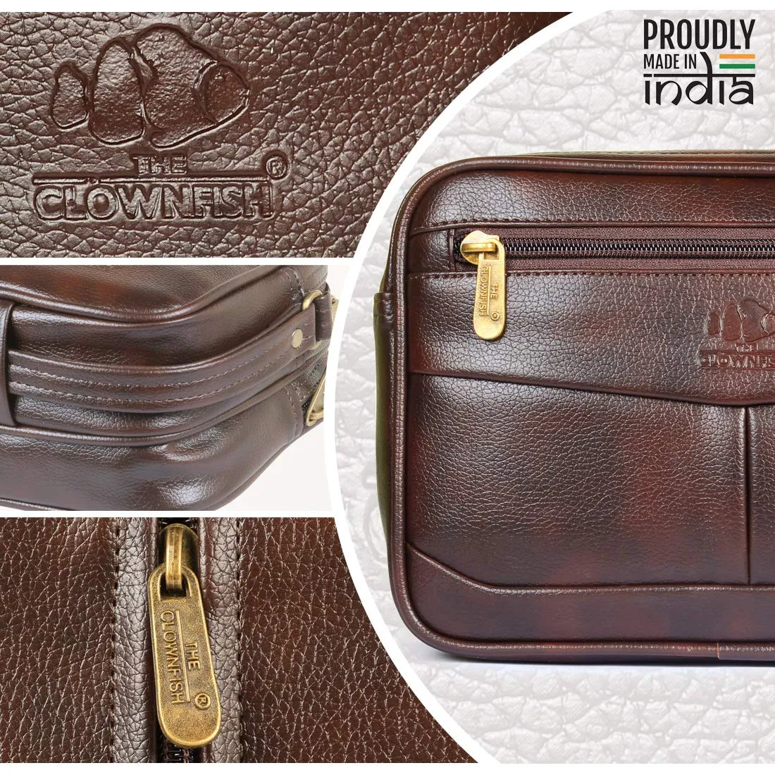 The Clownfish Multipurpose Travel Pouch Money Cash Pouch Wrist Handbag Clutch (Dark Brown)