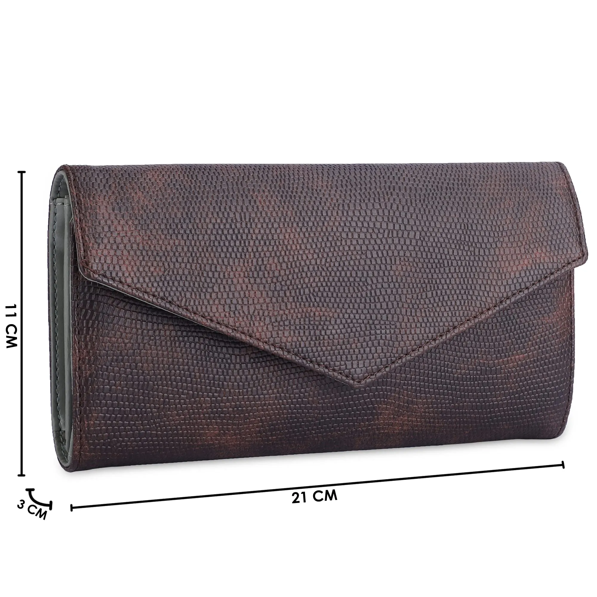 THE CLOWNFISH Riddhi Collection PVC Crocodile Finish Snap Flap Closure Bi-Fold Womens Wallet Clutch Ladies Purse with Multiple Card Holders (Maroon)