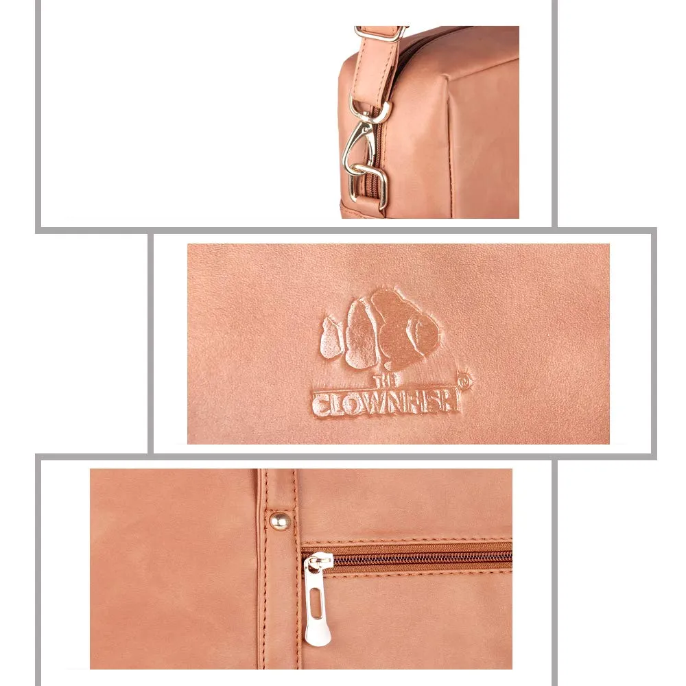 The Clownfish Womens Messenger Bag Handbag Briefcase Brown