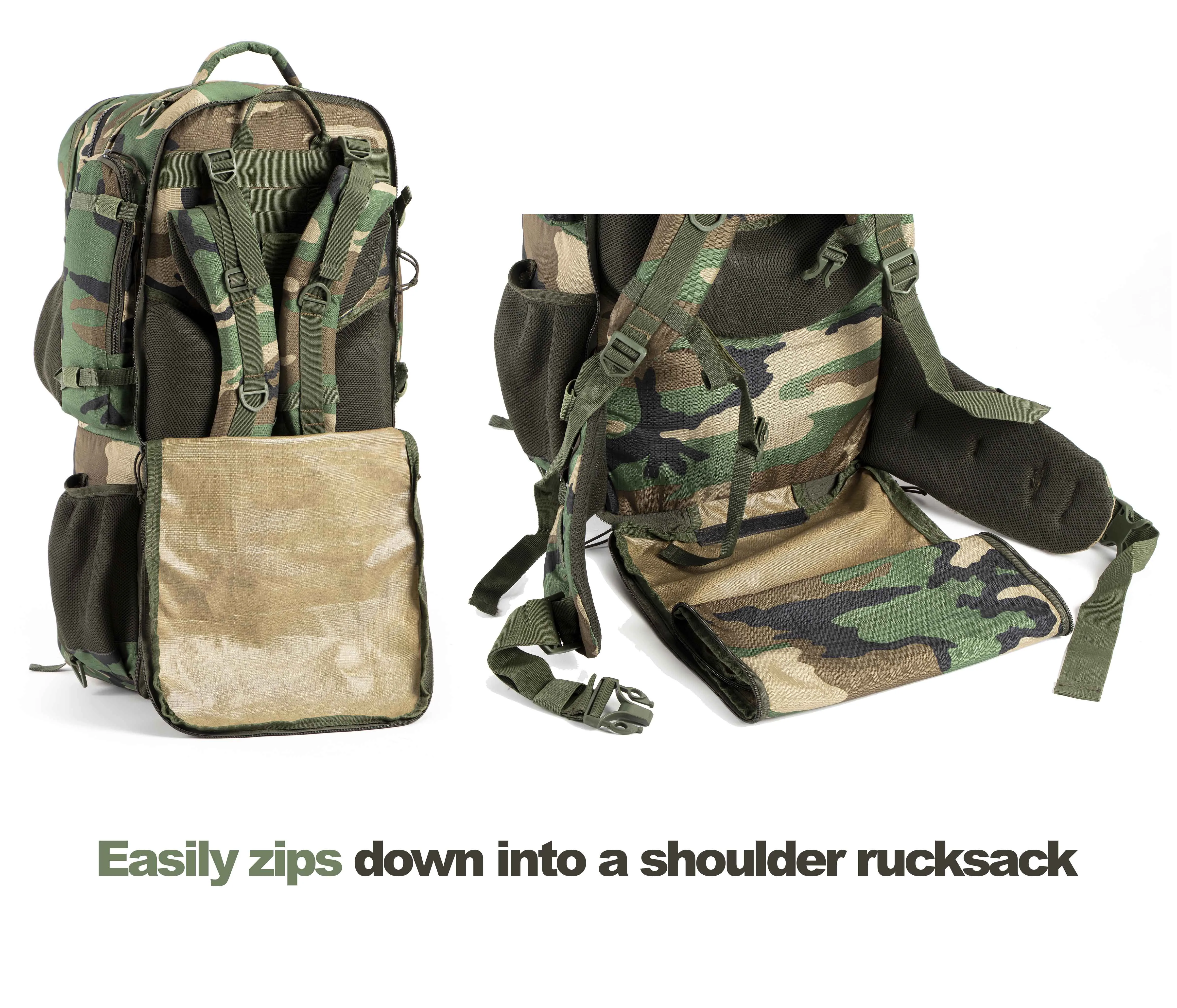 Tripole Voyager Rucksack and Backpack for Travelling with Detachable Bag | 70 Litres | Digital Camouflage